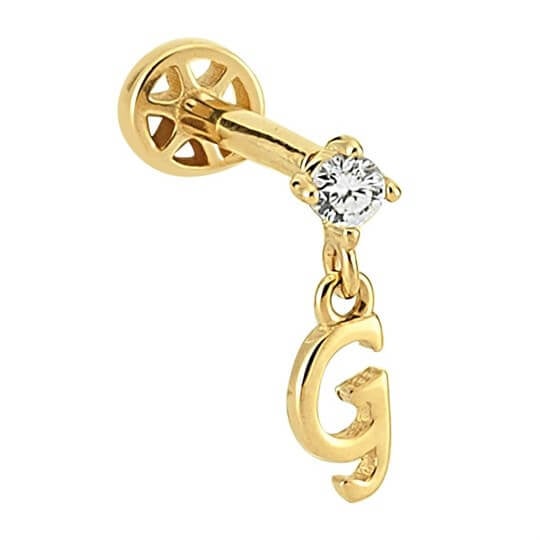 Pırlantalı Altın Piercing – Harf Sallantılı – G