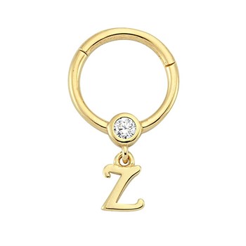 PiercingTaşlı Altın Halka Piercing – Harf Sallantılı – Z - Penna Jewels