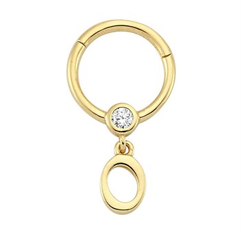 PiercingTaşlı Altın Halka Piercing – Harf Sallantılı – O - Penna Jewels