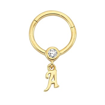 PiercingTaşlı Altın Halka Piercing – Harf Sallantılı – A - Penna Jewels
