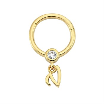 PiercingTaşlı Altın Halka Piercing – Harf Sallantılı – V - Penna Jewels
