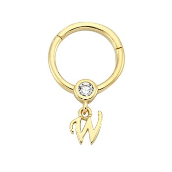 PiercingTaşlı Altın Halka Piercing – Harf Sallantılı – W - Penna Jewels